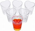 6pc Clear Heart Shaped Shot Glasses